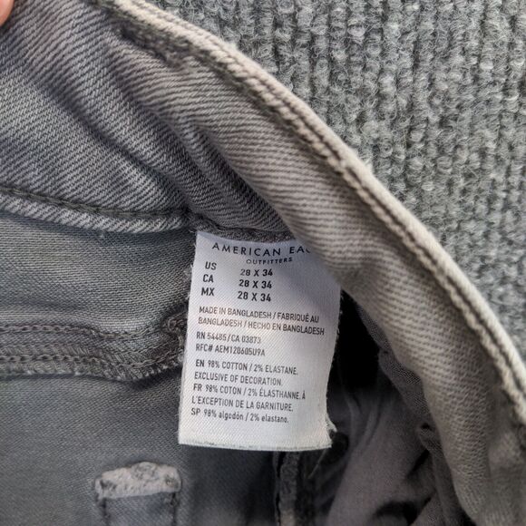 American Eagle Next Level Stretch Distressed Jeans Mens 28x34 Gray 5-Pocket - Picture 9 of 11